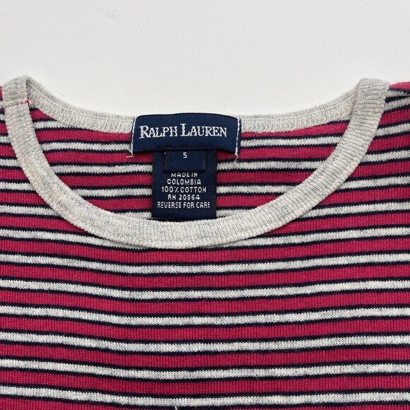 Ralph Lauren Girls Striped T-Shirt Size 5 - Picture 3 of 3